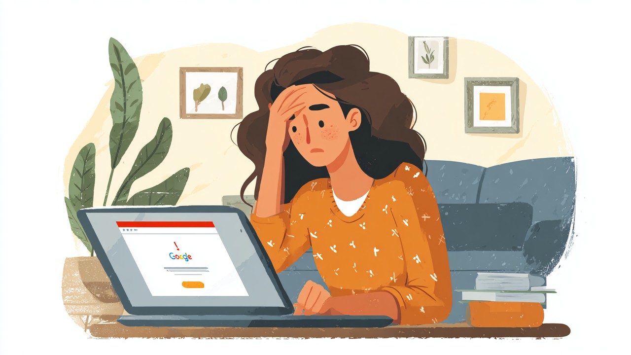 Ev ortamında, güvenlik uyarısı alan ve güvensiz web sitesini kapatan sinirli kullanıcı laptopta web tarayıcı sekmesini kapatıyor.