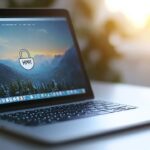 Modern dizüstü bilgisayar, temiz masada HTTPS güvenlik simgesiyle açık web sitesi, profesyonel ofis ortamı, dijital güven vurgusu.