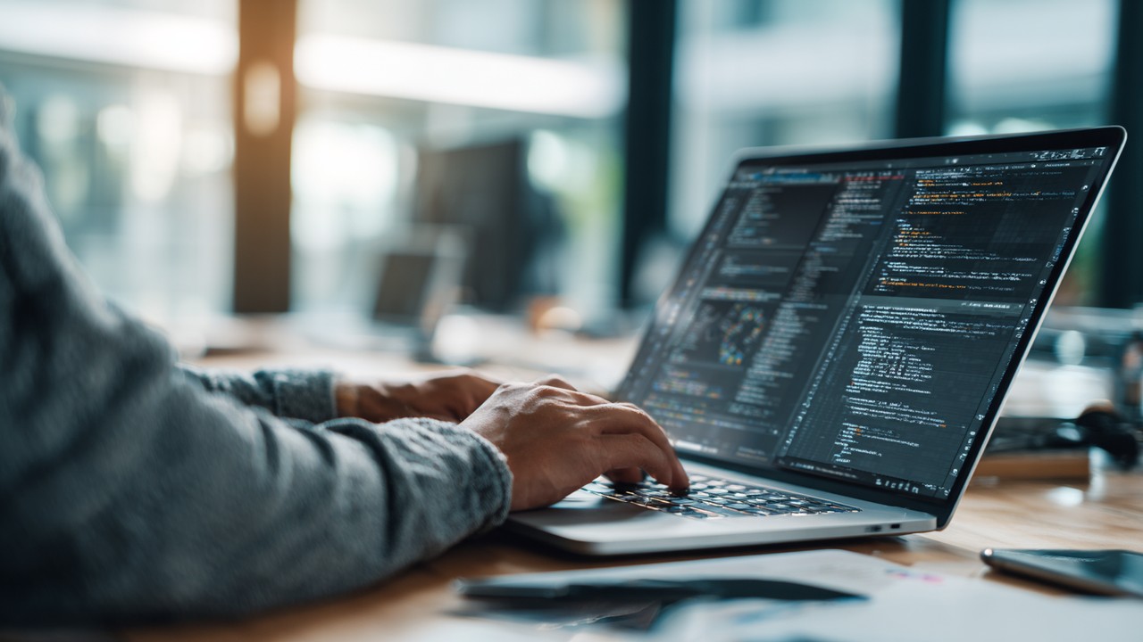 Modern ofiste doğal ışıkta, SEO uzmanı laptopta yapılandırılmış veri ve alt metin optimizasyonu analiz ediyor.