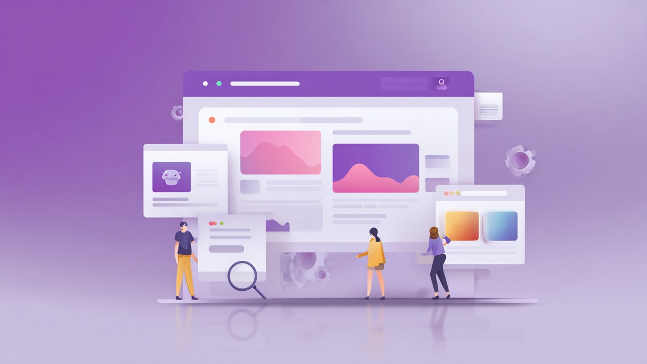Modern web sayfasında kullanıcı kaydırdıkça yavaş yüklenen içerik ve arama motoru botlarının taradığı görüntü konsepti.