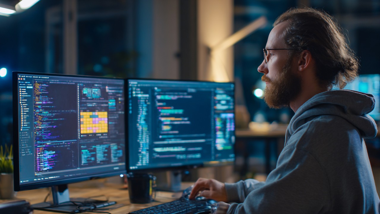Next.js, Nuxt.js ve Angular Universal kullanan geliştirici, çoklu ekranlarda kod editörleri ve sunucu tarafı render işlemleriyle çalışıyor.